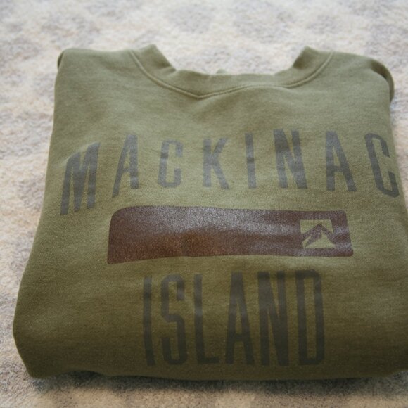Mackinac Island Men's Crewneck Sweatshirt, Size Large, Olive Green - Picture 2 of 3